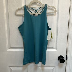 NWT All In Motion Girls 2XL (18) Teal Blue Strappy Racerback Tank Top Kids